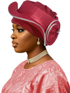 New Model, High-End, Traditional, Three-Dimensional Shaped Snail-Style Women's Hat The Delicate Flower Bud Design on the Side, Surrounded by Double Silver Edges. Suitable for Weddings, Celebrations, Dinners, Festival Gatherin