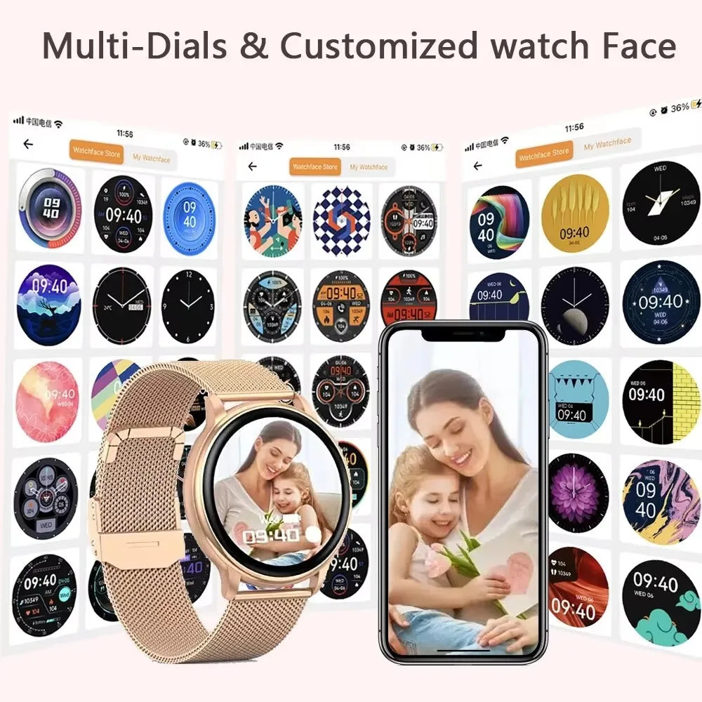 MEVADEN 1.32 inch Luxury Smartwatch Bluetooth Call Women Fashion Sports Fitness Tracker Health Monitor Smart Watch for Ladies