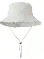 1pc/Set Women's Drawstring Bucket Hat, Adjustable Chin Strap Design, Distressed Effect, Soft Fabric, Sun Protection, Windproof,