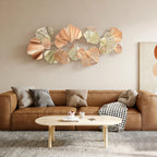 Large Ginkgo Leaf Metal Art, Metal Wall Decor, Handmade Iron Wall Hanging for Living Room Bedroom 54x24 Inch