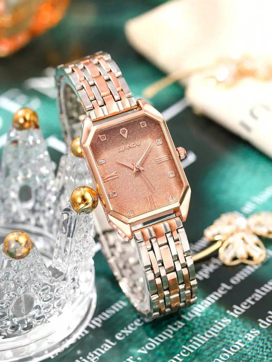 SOKI 1pc Women's Watch, Vintage Casual Fashion Minimalist Square Quartz Wristwatch, Suitable For Daily Wear, Birthday Gift,