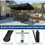 3-Person Adjustable Shade Outdoor Swing Chair for Patio and Porch