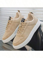 Solid Color Lace Up Thick Sole Skate Shoes Comfortable Non Slip Versatile Casual Walking Sneakers For Men Daily Outdoor All
