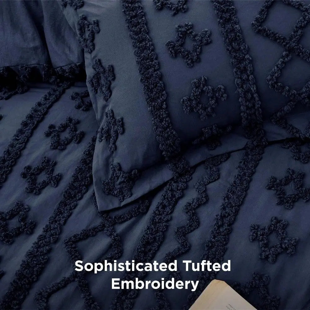 Boho Style Embroidery Bedding Set, Tufted Comforter for Room Decoration, Practical Supplies for Dorm & Apartment, Nice Present for Graduation and Back To School