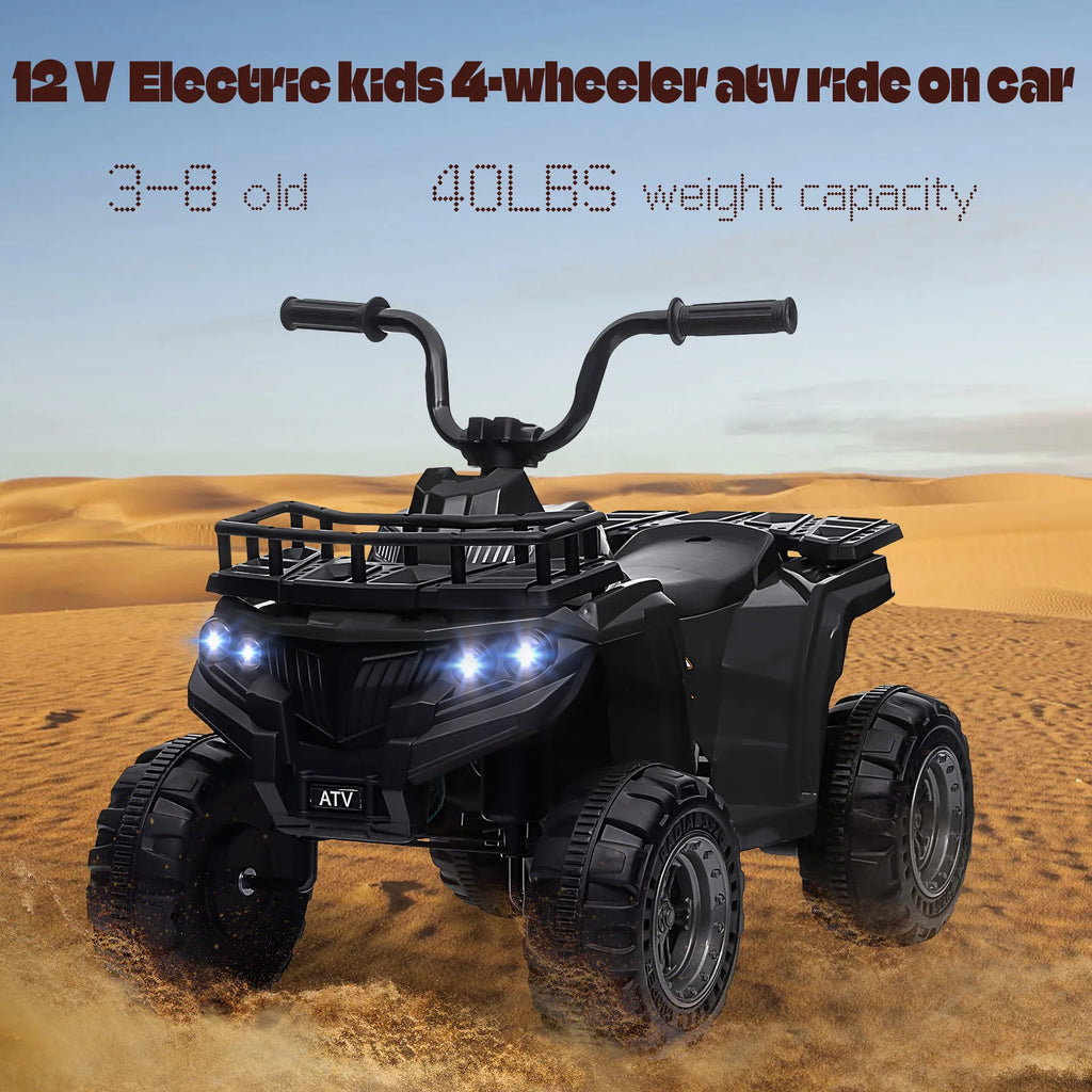 12V Kids Ride On Electric ATV, Ride Car Toy with Bluetooth Audio,High/Low Speed, LED Headlights, Battery Indicator & Radio