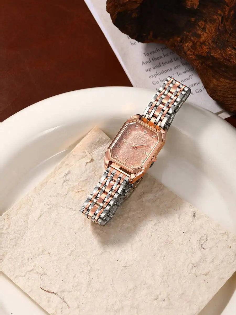 SOKI 1pc Women's Watch, Vintage Casual Fashion Minimalist Square Quartz Wristwatch, Suitable For Daily Wear, Birthday Gift,