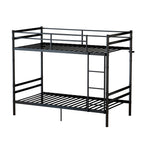 Twin Over Twin Metal Bunk Bed Convertible 2 Single Beds Heavy Duty Noise-Free Frame With Ladder Guardrails No Box Spring Needed Black
