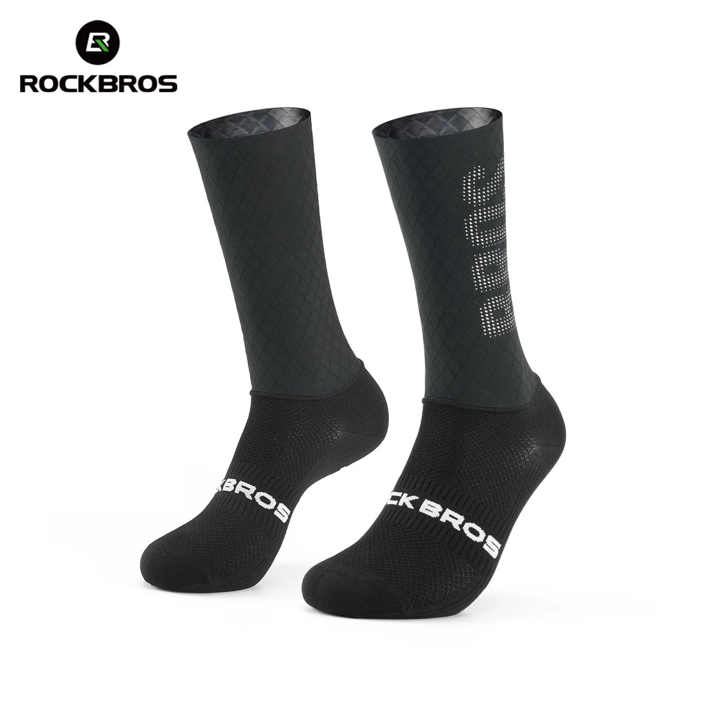 ROCKBROS Cycling Aero Socks Lightweight Elastic Breathable Socks Non-slip Shock Absorption Odorless Anti-bacterial Cycling Socks