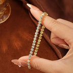 OXTAO Bezel Set Moissanite Tennis Bracelet 14K Gold Filled D Color VVS1 Round Cut Imitation Diamond Bracelet Gifts for Women
