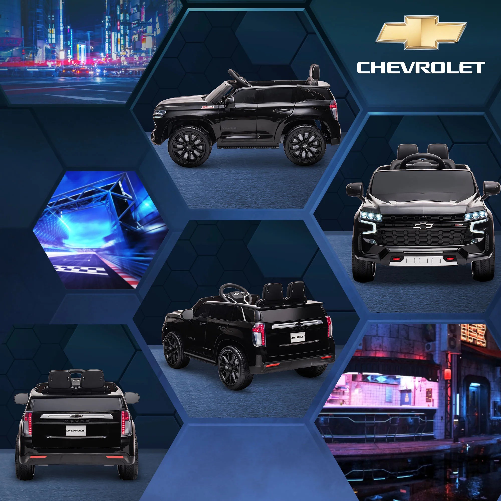 12V Kids Ride on Electric Car with Parent Remote Control Suspension LED Lights Music Player for Kids Black