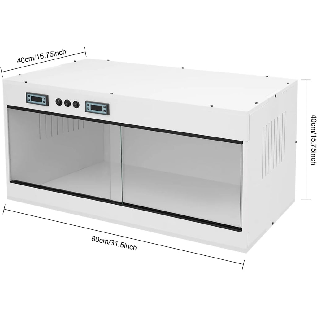 PVC Large Reptile Tank, 31.5x15.8x15.8 Front Opening Reptile Terrarium w/ Dual Temperature Controller Snake Enclosure Reptiles Feeding Box w/ Glass Sliding Door for Chameleon Lizard Snake