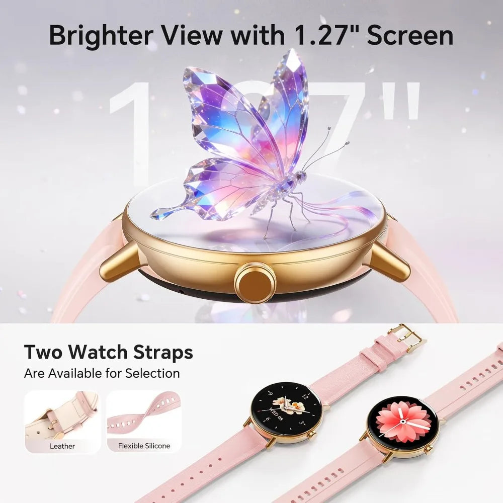 Smart Watch for Women: Activity Tracker, 40mm, Call & Fitness Features, 2 Bands, Pink