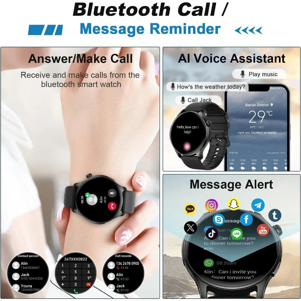 Waterproof Fitness Smartwatch with Answer Call, Pedometer, Sleep and Heart Rate Tracking for Men and Women
