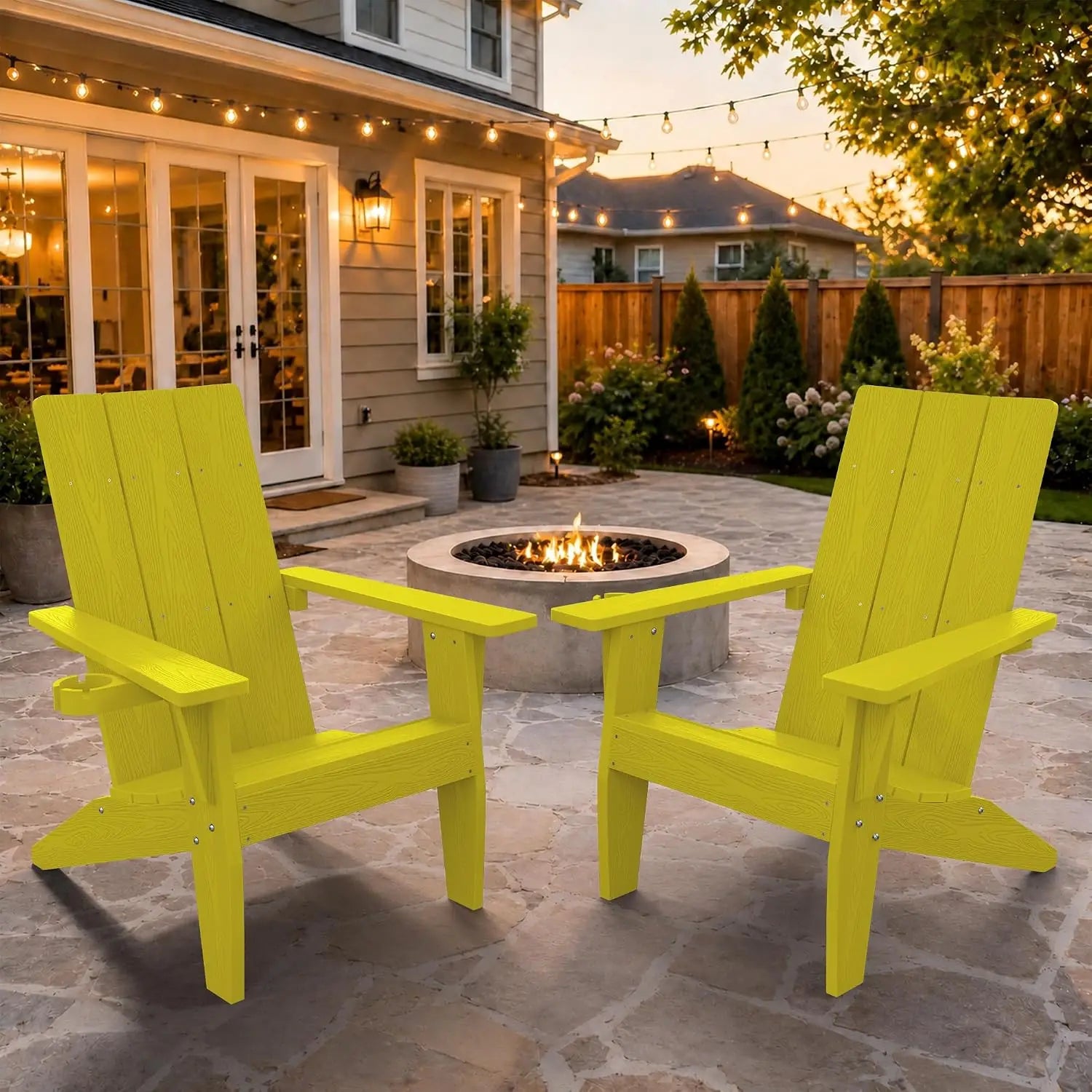 Adirondack Chairs Set of 2 Outdoor: 450lb Capacity&33in Tall Backrest Oversized Modern Adirondack Chairs -, Customized