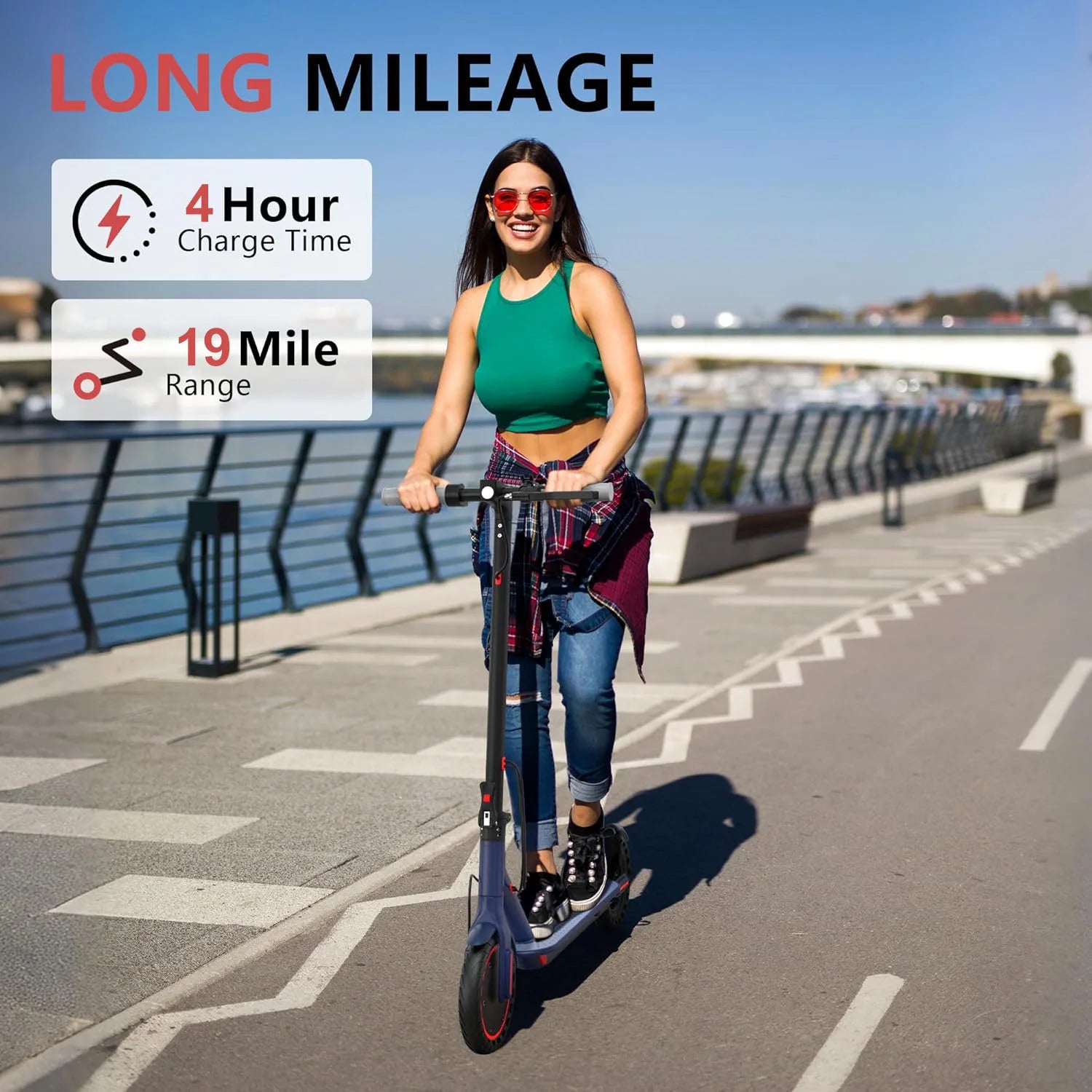 8.5'' Electric Scooter 350W Motor 36V 10.5Ah Battery 19mph Max Speed 21miles Max Range Smart APP Control Scooter Shock-absorbing Anti-skid Folding Waterproof E-Scooter for Adults