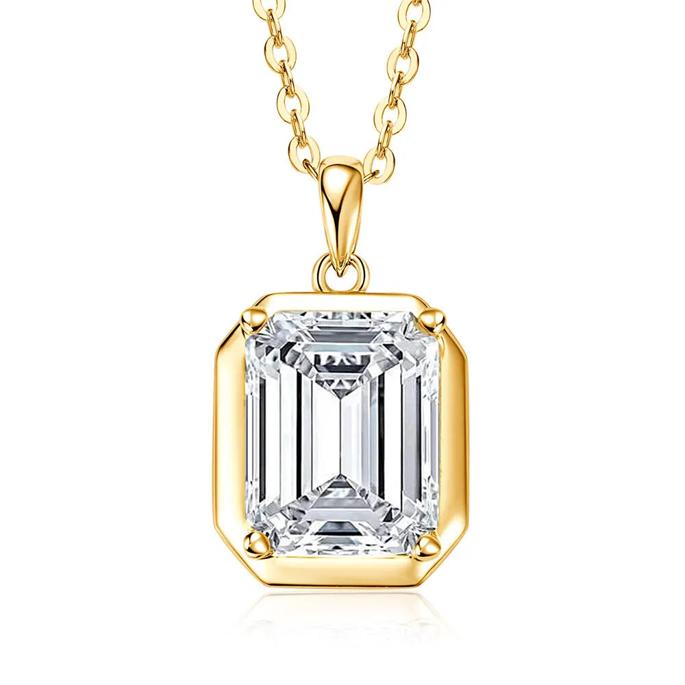 OXTAO Drop Earrings Necklace Jewelry Set D VVS1 with Certified Emerald Cut Moissanite Pendant Necklace for Women Luxury Anniversary Gift