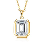 OXTAO Drop Earrings Necklace Jewelry Set D VVS1 with Certified Emerald Cut Moissanite Pendant Necklace for Women Luxury Anniversary Gift