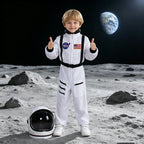 Kids White Astronaut Jumpsuit Space Flight Suit Boys Girls Cosplay Costume Halloween School Stage Role Play Spaceman Outfits
