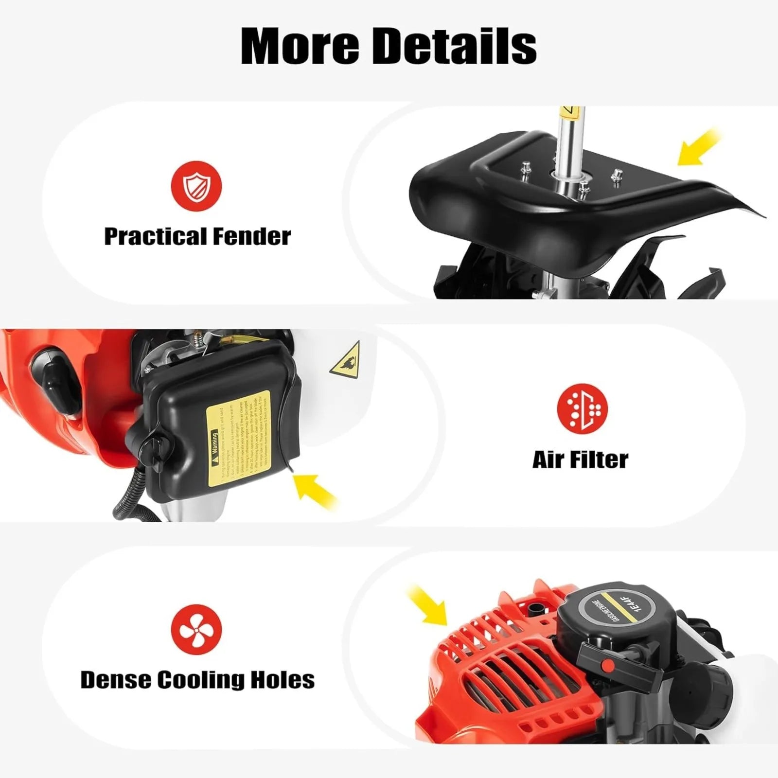 Handheld Tiller Cultivator 51.7CC 2-Stroke Single-Cylinder Gasoline Engine Rototiller Gas Powered Rototillers Tool for Garden