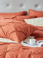 5Pcs/7-Pcs Queen Pinched Pleat Bed Comforter Sets Queen - Luxurious, Soft, Breathable, And Cooling Summer Bedding For All Season