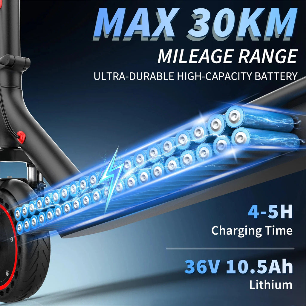 8.5inch Solid Tire Electric Scooter 10.5Ah Powerful Battery 19mph APP Smart Control Scooter 23miles Max Range Double shock absorption for Adult