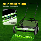 20 Inch 5-Blade Push Reel Lawn Mower with Grass Catcher Manual Push Mower with Adjustable Cutting Height 2.5 Inch Max, 4 Wheels Reel Mower for Small Area Yards (20 Inch)
