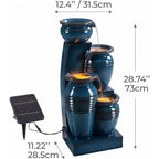 4-Tier Cascading Bowl Fountain with LED Lights for Gardens, Lanai, Patios, Balconies, Lawns in Blue