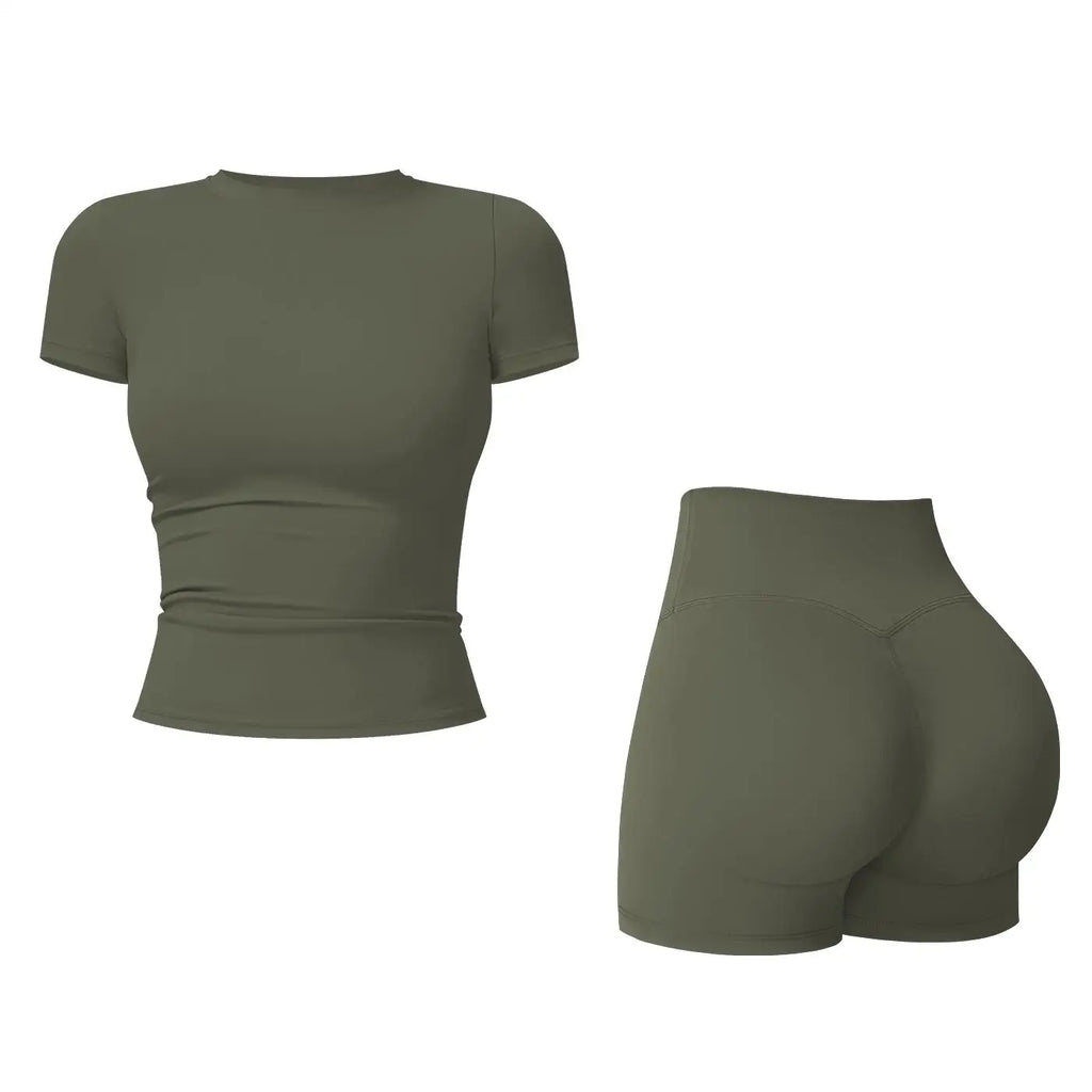 Tenwolf Women's 2 Piece Yoga Set Boat Neck Backless Tank Top High Waist Tummy Control Gym Fitness Activewear Quick-Dry Breathable Workout Clothes Athletic Sportswear