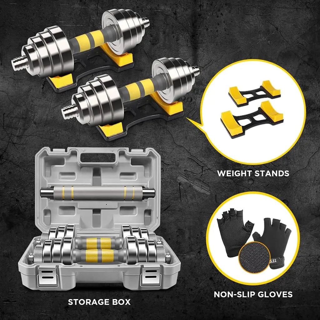 Home Gym Fitness Workout, Steel Dumbbell Set, 3 in 1, 44/66/88 LBS
