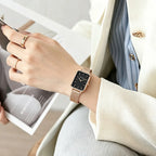 Hannah Martin Women Watch 34mm Simple Design Square Dial Lightweight Japanese Quartz Movement Rose Gold Stainless Steel Mesh Strap Classic Watch US Local Fast Shipping Surprise Gift Watch