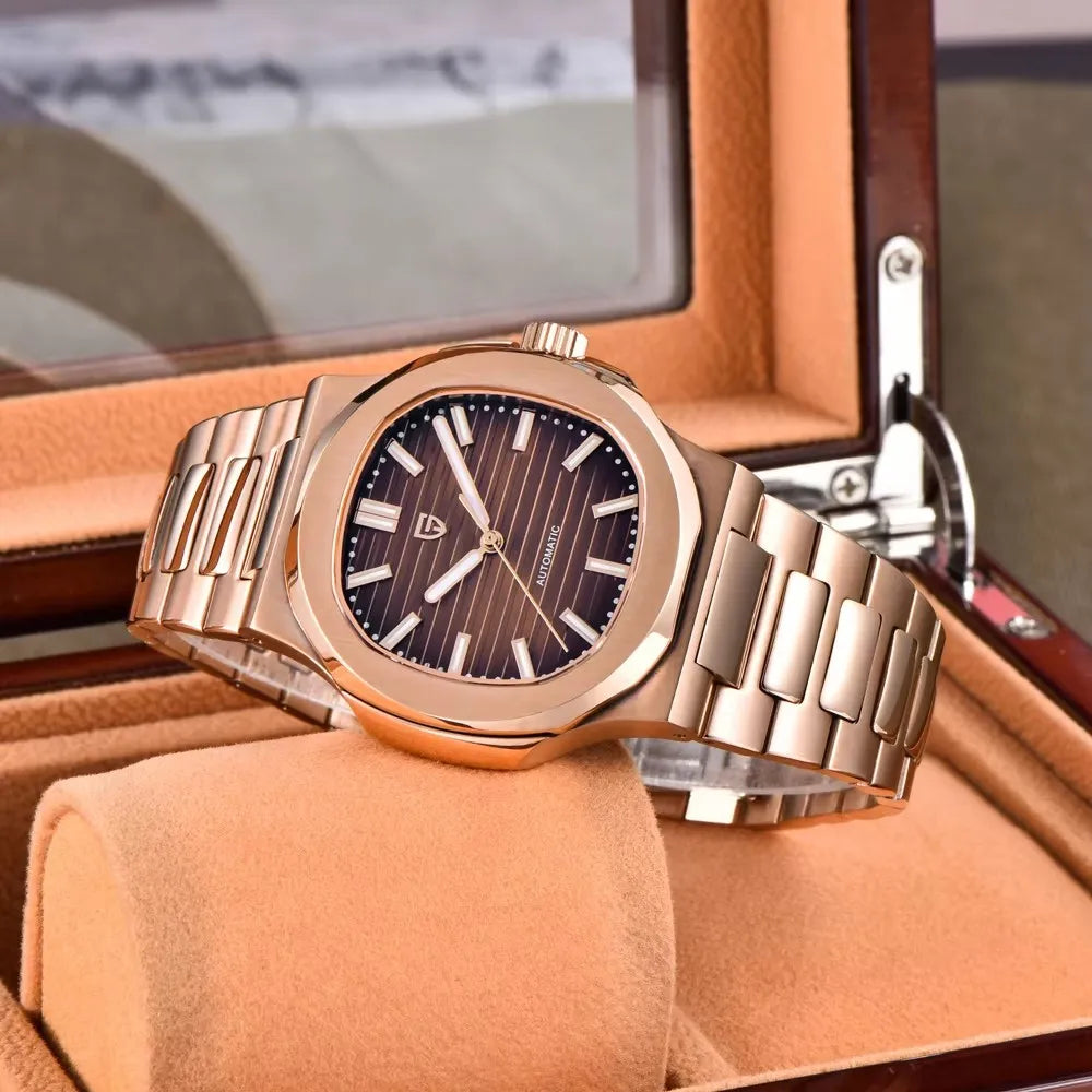 2026 New PAGANI DESIGN Rose Gold Retro Men's Watches Luxury Mechanical Wristwatch Automatic Watch For Men AR Sapphire Waterproof Luminous