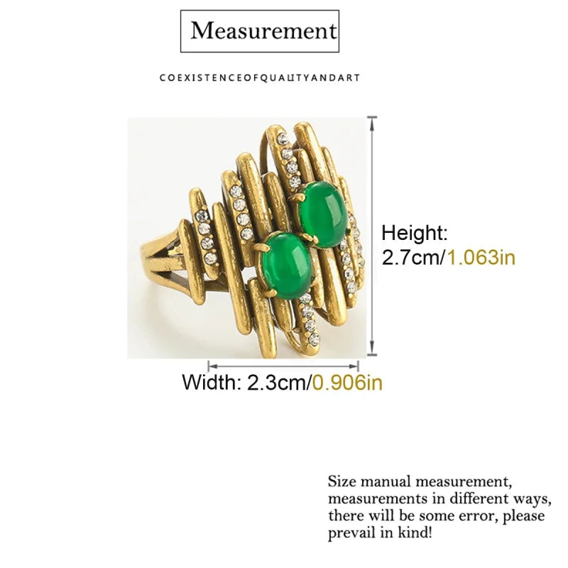 Vintage Minimally 18k Real Gold Color Rings Green Stone Luxury Antique Jewelry High Quality For Woman Valentine Day 2026
