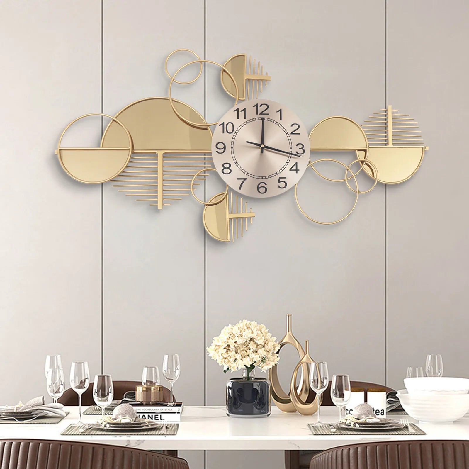 Large Luxury Gold Wall Clock Nordic Style Metal Clocks Home Living Room Decor