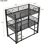 Sturdy Triple Bunk Bed - Twin Over Twin Over Twin Metal Frame for Kids, Teens, Adults in Black