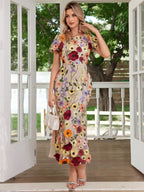 Women Floral Embroidered Lace Dress Evening Party Wedding Guest