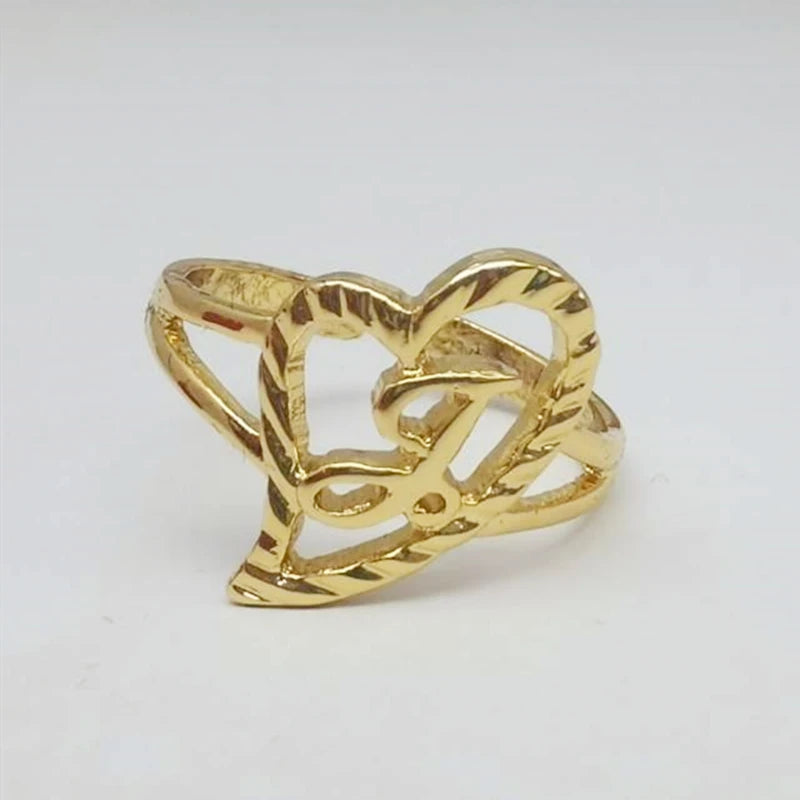 Duoying Custom Initial Rings Personality Hip-Hop Ring Heart Rings Letter Ring Heart Shape Gifts For Mom Gift