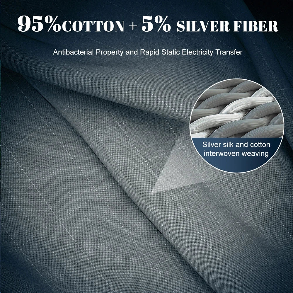 Astarexin Earthing Fitted Sheet, Organic Cotton Grounding Bed Sheet with Conductive Silver Fiber, Soft Home Bedding for Cozy Wellness Sleep