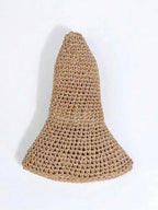DAZY Versatile And Foldable Khaki Straw Hat For Women, Sun Protection And Beach Vacation, Korean Style Boho