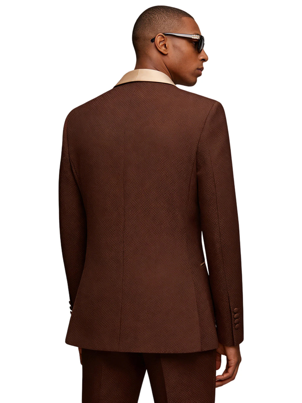 Men's Double Breasted Suit 2-Piece Set, Shawl Collar Waffle Texture Blazer Jacket & Pants, Formal Wedding Prom Business Wear