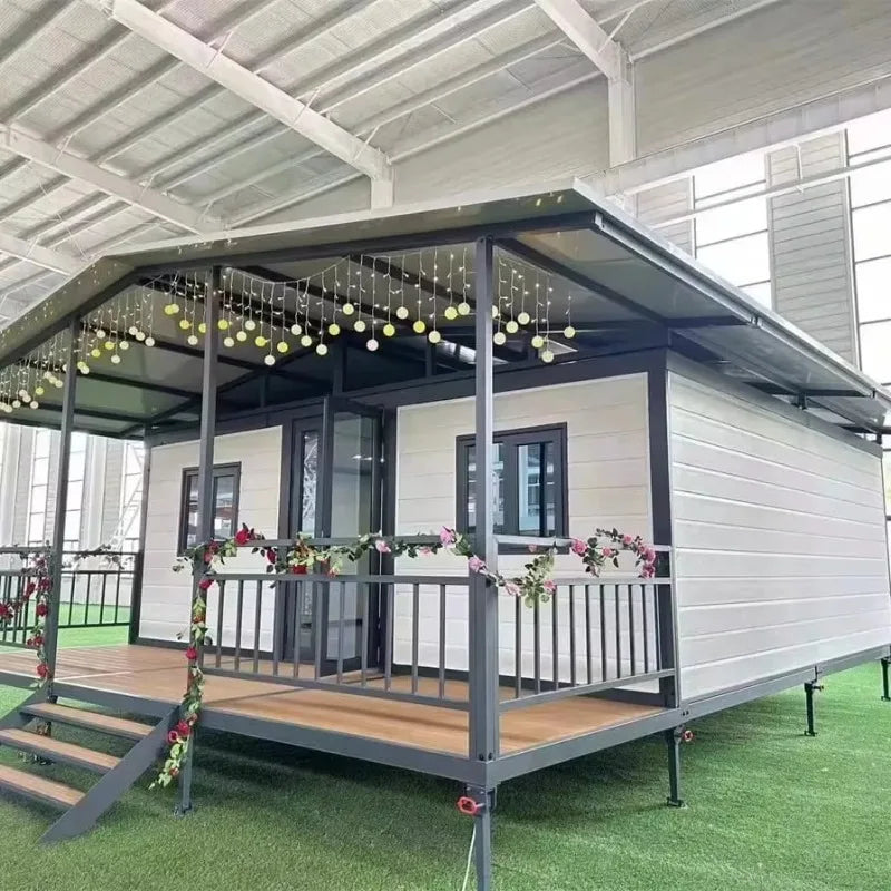 Waterproof Prefab Luxury Villa 20Ft Expandable Container House Prefabricated Portable Mobile Tiny Home with 2 Bedroom