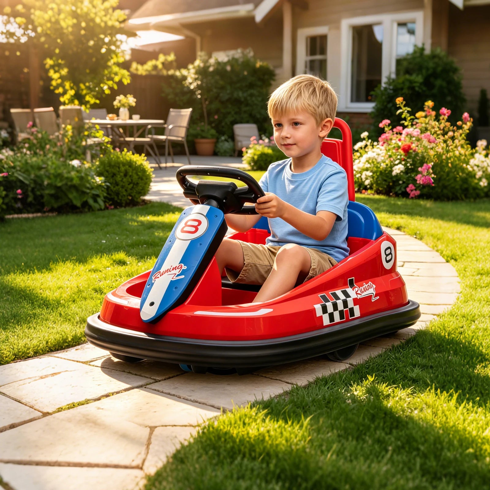 6V Kids Bumper Car With 360 Spin, Toddler Electric Ride On Toy For Ages 2-6, LED Lights, Music, Horn, 1.9 MPH, 66LB Capacity