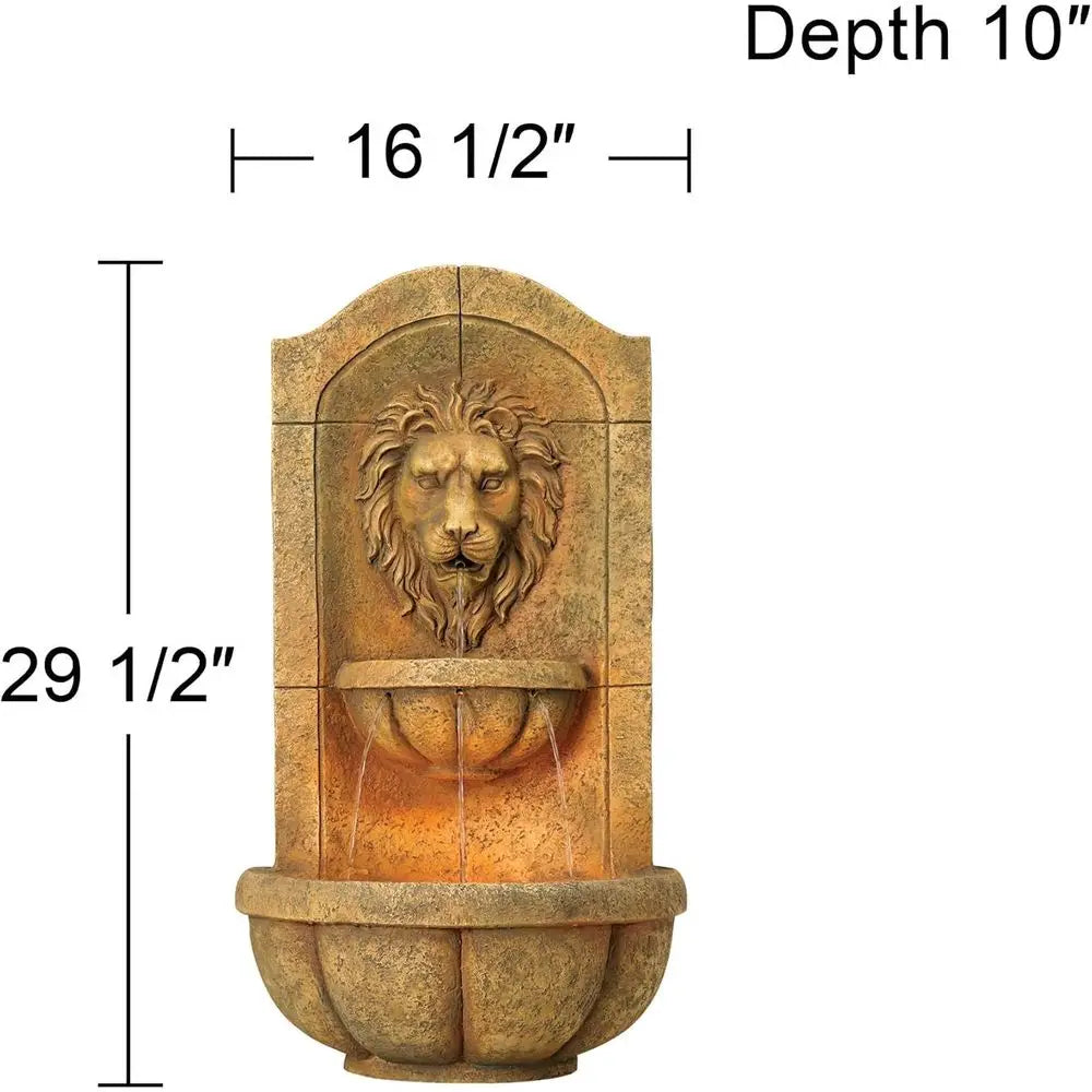 29.5 Tall Large Tiered Outdoor/Indoor Stone Wall Fountain with LED Light and Water Feature for Garden, Patio, Yard