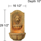 29.5 Tall Large Tiered Outdoor/Indoor Stone Wall Fountain with LED Light and Water Feature for Garden, Patio, Yard