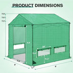8x8 Walk-In Outdoor Garden Greenhouse with Automatic Ventilation, Zippered Doors & Windows, Green PE Cover