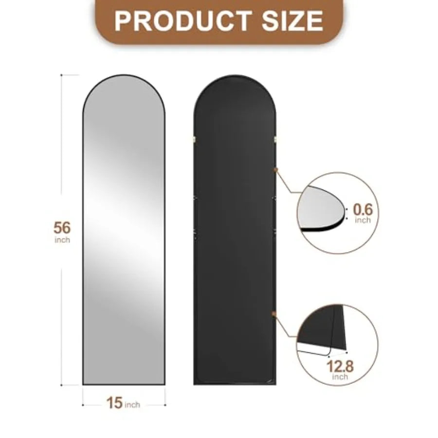 Arched Mirror Full Length, Standing Mirror Full Body, Large Floor with Stand for Wall Entryway Door Bedroom Bathroom Living Roo