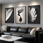 Large Framed Modern Wall Art for Living Room, 3 Piece Black and White Abstract Contemporary Pictures Artwork Decor, Geometric Luxury Bright Style Prints Paintings for Hallway and Office 24x36 Inch