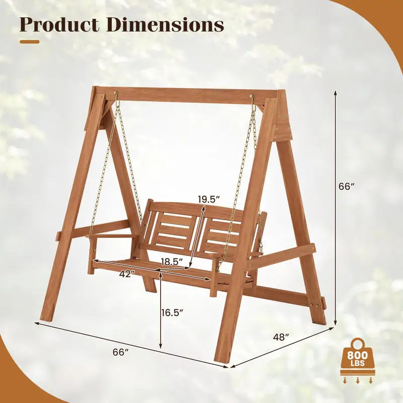 2-Seater Porch Swing with Stand Adjustable Chains