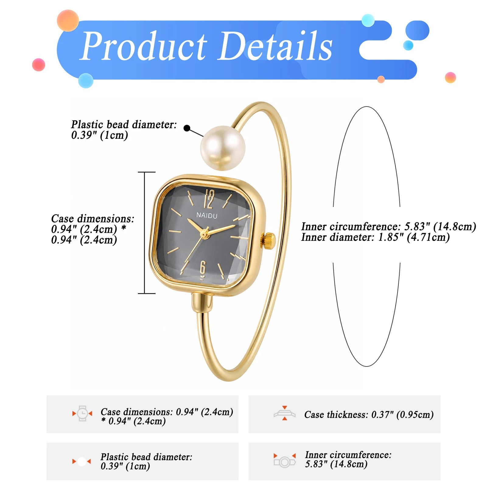 Elegant women's watch, featuring a simulated quartz square case, bar markers, and a bracelet design with imitation pearl embellishments; suitable for all seasons and professional settings
