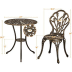 Patio Bistro Sets 3 Piece, Outdoor Rust-Resistant Cast Garden Table and Chairs, Bronze
