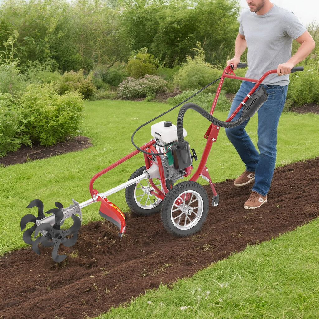 63cc 4hp Gasoline Cultivator Portable Weeding Machine Micro Garden Rotary Tiller Hand-Push Weeder for Plowing Tilling Weeding